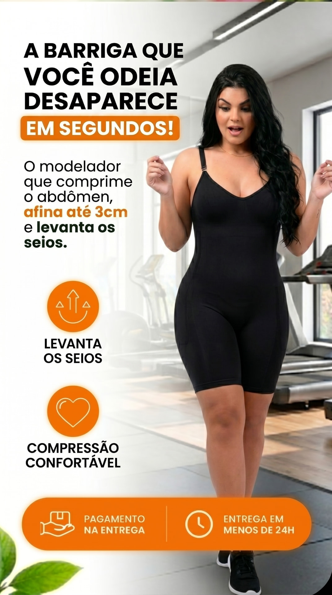 Body Modelador preto em uso no dia a dia